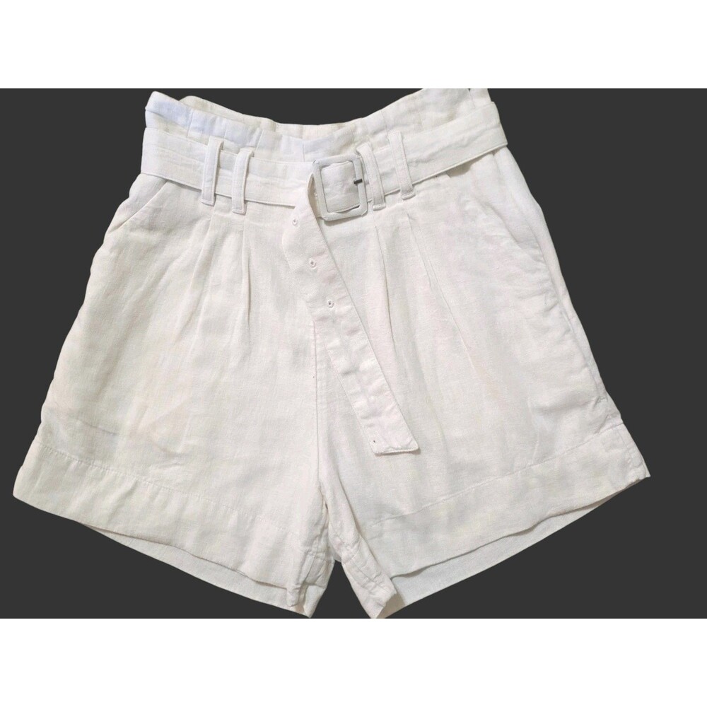 abercrombie fitch Linen Viscose Shorts Paperbag Belted White Size XS